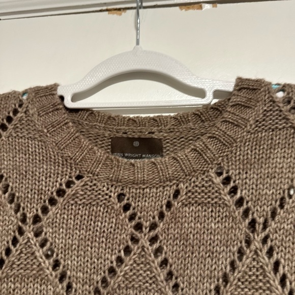 Fenn Wright Manson Woman XL Brown Wool Blend Open Knit 3/4 sweater Dress. - Picture 10 of 12